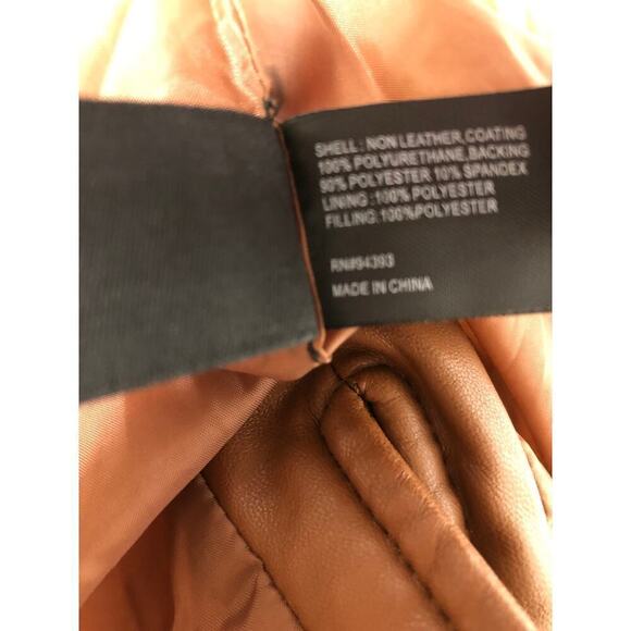 Slate & Willow Quilted Jacket Faux Leather Shacket Brown M - Picture 12 of 12